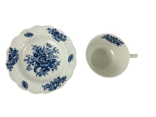 Vtg Booths England Peony A8021 Cup & Saucer Blue White Floral Cottagecore Set 2 - Picture 2 of 7