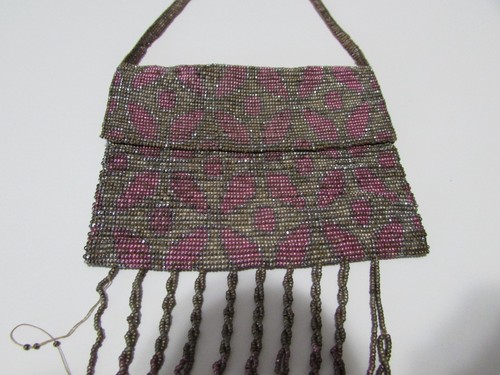 1920'S FLAPPER ERA SMALL BEADED HANDBAG MADE IN FRANCE - Picture 5 of 8
