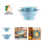 Durable 2Qt & 6Qt Metal Colander Set with Handles - Stylish Arctic Blue Design
