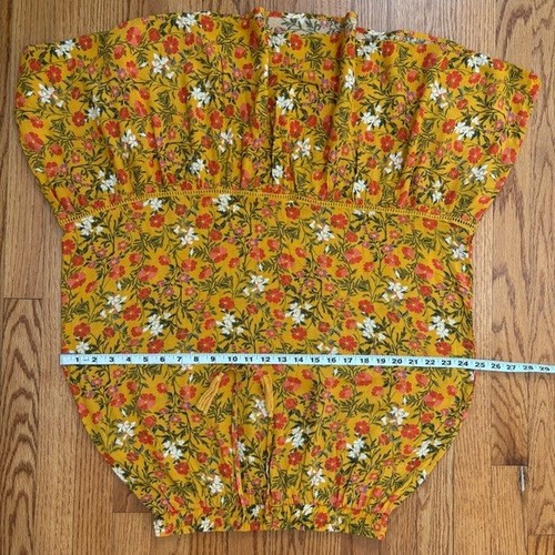 Rachel Zoe Boho orange rot Blumen Landhaus Kern Rüschen Stufen Pull On Midi Rock - Bild 14 von 16