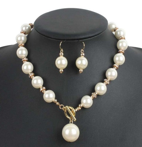 New 20" Natural 8-10mm South Sea Genuine White Round Pearl Necklace + Earring - Picture 3 of 4