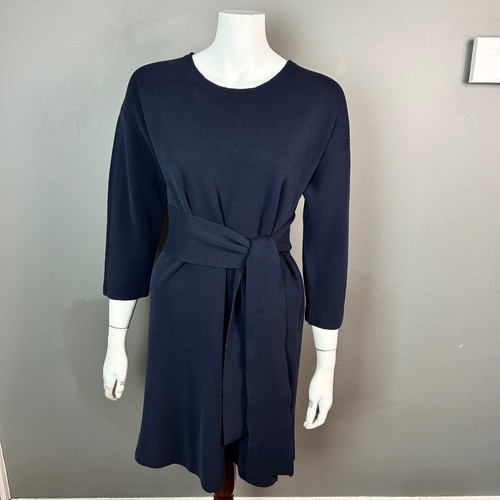 J. Crew Sweater Dress Small Work Comfy Minimalist Navy Slimming - Picture 2 of 10