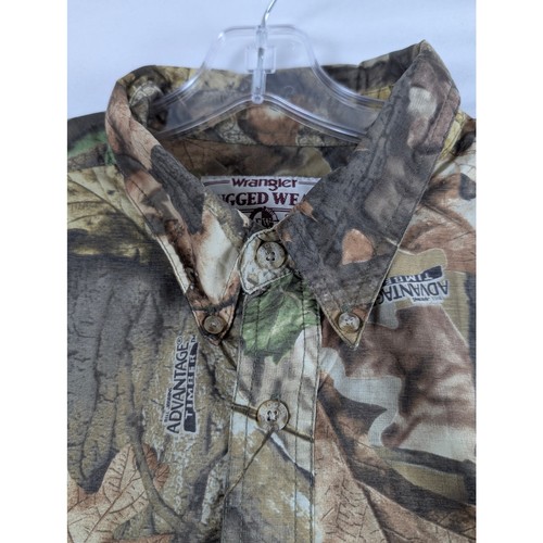 Wrangler Rugged Wear Mens 2X Advantage Timber Camo Long Sleeve Button Down Shirt - Picture 6 of 13