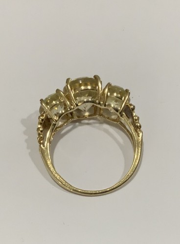 Vintage 14k Gelbgold Ring Drei Steine Citrin oval Größe 6,5 & 3,11g signiert - Bild 5 von 6