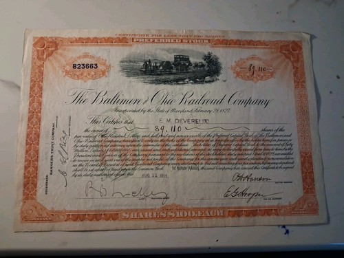 SLING'S 🪙1914 Vintage The Baltimore And Ohio Railroad Company Stock Certificate - Picture 11 of 11