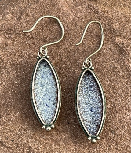 Historismus Silber Ohrringe mit Emaillemalerei (AT 665) - Bild 3 von 3