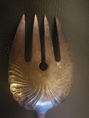 Antique 1930’s Landers Frary & Clark 10" Carved Celluloid Handle Serving Fork - Picture 7 of 10