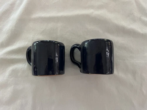 Bybee BB Pottery 2 Mugs Midnight Blue 2 1/2” Tall 4 Ounce Handmade Kentucky