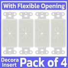 4 Pack Decorator Wall Plate Insert with Flexible Opening Cable Through Faceplate