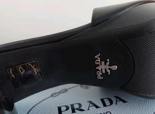 PRADA MILANO CLASSY AMAZING BLACK SILVER LOGO SLIDES MULES EU 39 I LOVE SHOES - Picture 8 of 9