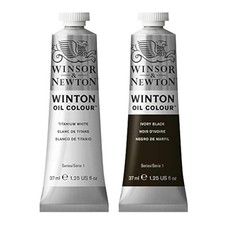 Winton Oil Colour Paint Pack with 37ml Titanium White  37ml Ivory Black
