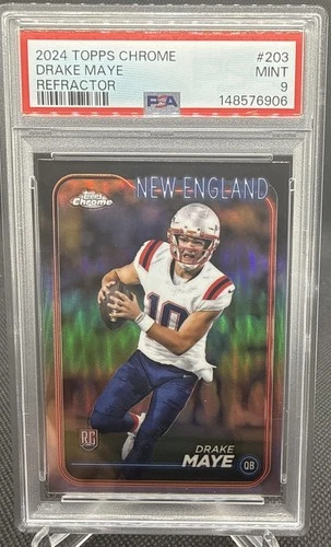 2024 Topps Chrome - Rookies Drake Maye #203 Refractor (RC) PSA 9!! Mint!!