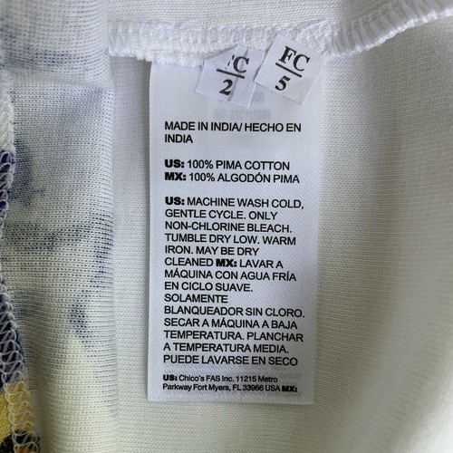 Chico's Top Women's Size 4 Pima Floral V-neck Alabaster Cottagecore Fairy NWT - Picture 4 of 6