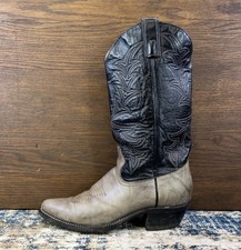 Vtg Texas All American Made Cowboy Boots 7920 Mens Sz 9D Gray Black USA Made