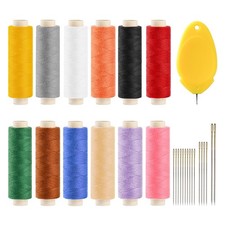 12 Color Sewing Thread Kit Polyester 400yd Spools with Needle Threader DIY Set