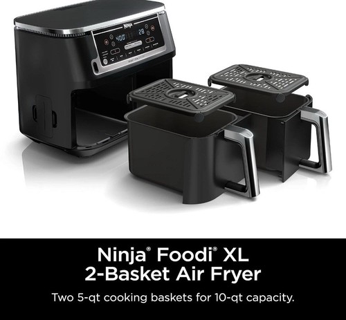 Freidora de aire Ninja DZ550 Foodi 6 en 1 10 qt XL 2 canastas sistema de cocina de doble zona - Imagen 3 de 3