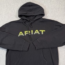 Ariat Hoodie Men Medium Black Pullover Green Logo Graphic Western Workwear
