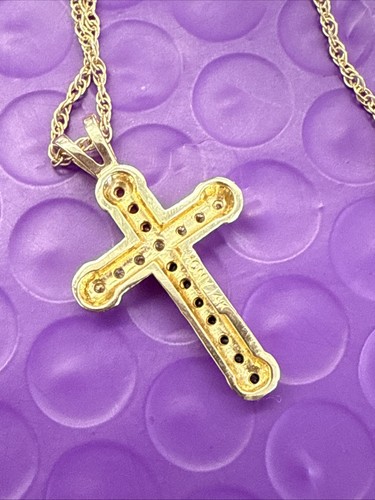 💎 14k Vintage Massiv Gold Kreuz 18” Halskette mit Rubin Saphir & Diamant’s - Bild 9 von 12