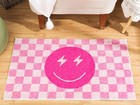1.97 x 3.28ft Smile Face Rug Preppy Check Buffalo Plaid Funny Rug for Bedroom...