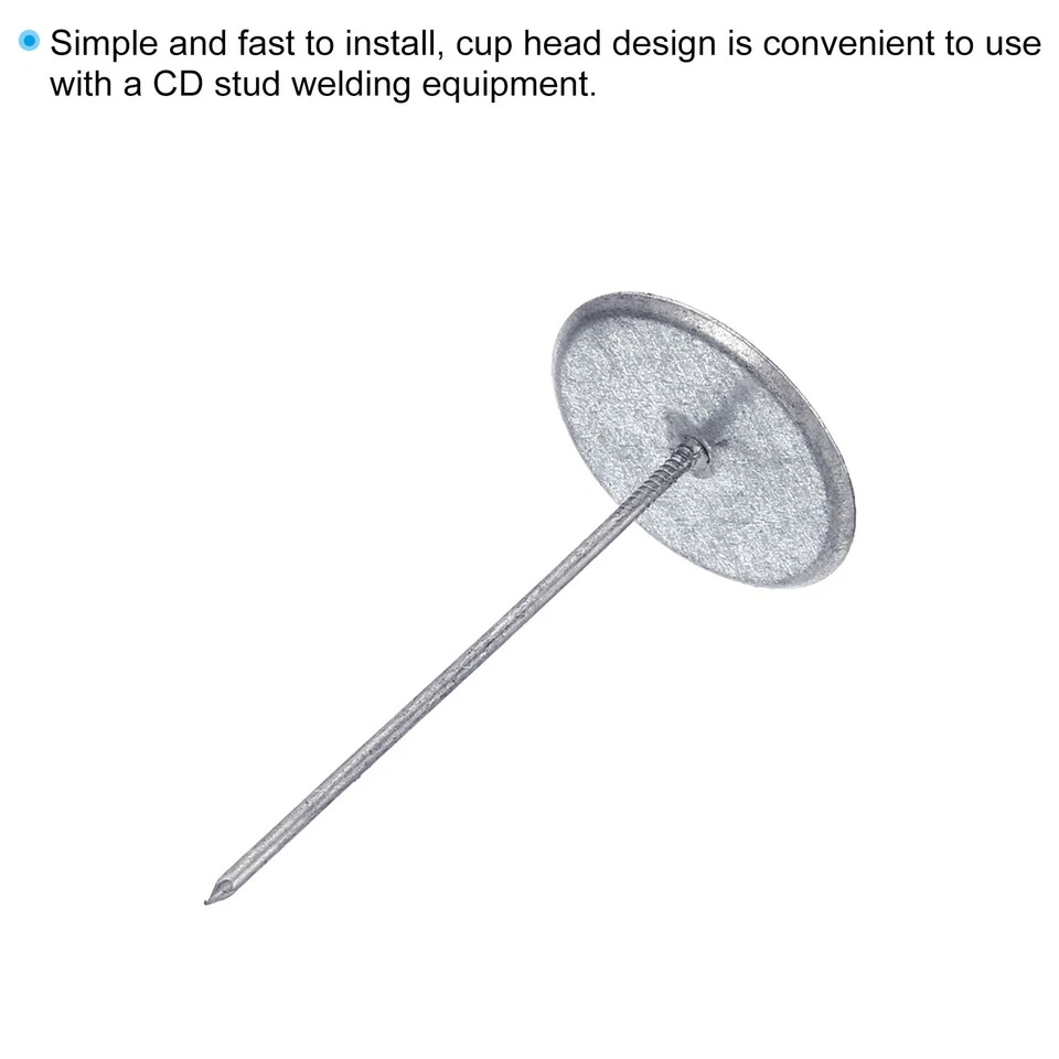 2.4 Pollici Piatto Testa Puntina,300pz Termica Tazza Testa Saldatura Perni - Immagine 4 di 4