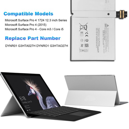 DYNR01 Battery For Microsoft Surface PRO 4 model 1724 12.3" Tablet Replacement  - Picture 3 of 12