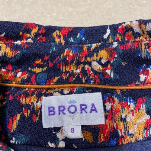 Brora Midi Dress UK 8 Womens Blue Red Floral Collared Button-Up Cottagecore Boho - Picture 4 of 15