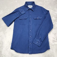 Schott Bros Shirt Mens Medium Blue Button Down Two Pocket Workwear Style SH2308