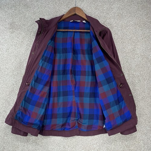 LL Bean M Canvas Jacket Purple Cargo Pockets Chore Coat Flannel Lined Utility - Picture 2 of 5