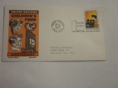 3 UN FDC 1961 CHILDREN FUND Scott #97-99 CACHET CRAFT CACHET KEN BOLL W/AD CARDS - Bild 4 von 7