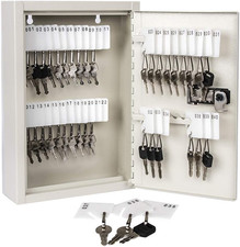 Key Storage Lock Box with Code, Locking Key Cabinet, 40 Key Holder Wall Mount wi