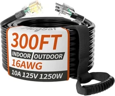 16/3 Gauge 300ft Extension Cord Outdoor Black Waterproof,Cold Weatherproof -58°F