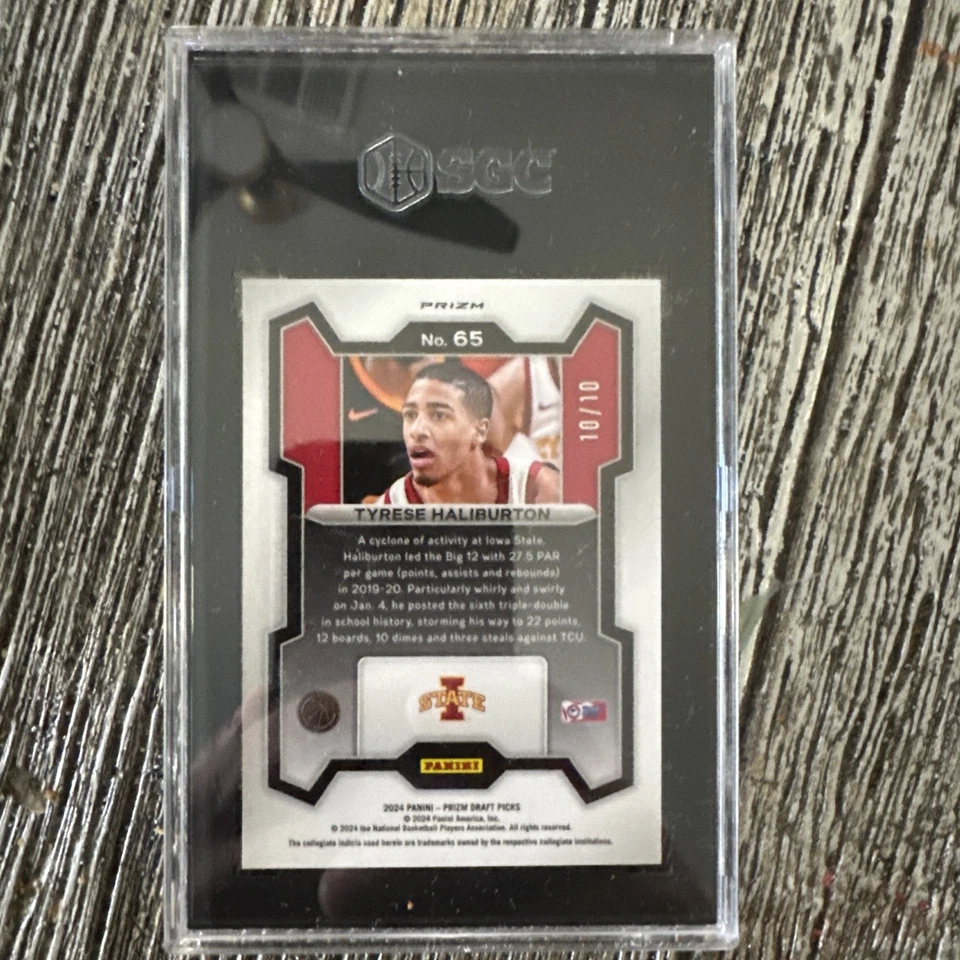 2024 Panini Prizm Draft Picks - Tyrese Haliburton #65 Gold Prizm 10/10 - Image 2 of 2