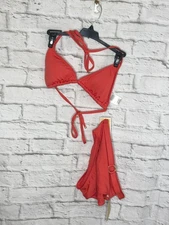 MICHAEL KORS 2 Pc BIKINI SWIM SET LOGO O-RING FLAMINGO CORAL Size Small