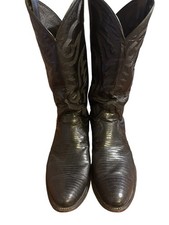 Justin Cowboy Boots Men's Style 8313 Black Lizard Exotic Sized US 9D