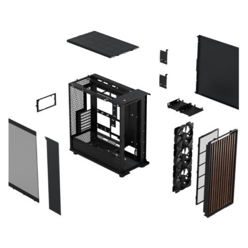 Fractal Design North XL RC Charcoal Gehäuse, ATX, 3 PWM Lüfter, USB-C, Walnuss - Bild 13 von 13