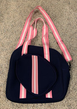 Neoprene Women's Pickleball Bag Navy Blue/Pink Accents Adjustable Strap Pockets