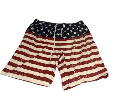 Revolution XL USA Flag Pattern Red White & Blue Drawstring Shorts