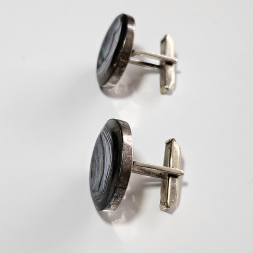 Mexico Alpaca Sterling Silver Colorful Abalone Cufflinks - Picture 7 of 10
