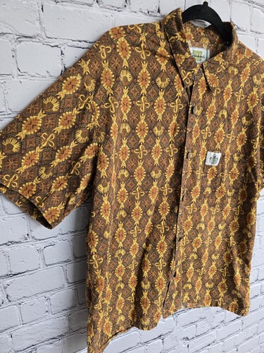 Vintage Duke Kahanamoku Hawaiihemd M braun Art Aloha Camp Loop Kragen Viskose - Bild 3 von 10