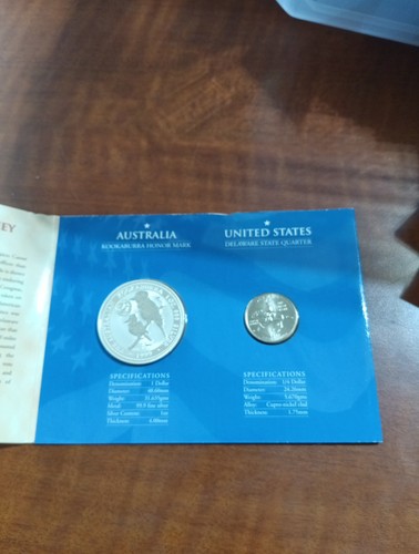 1999 1 $ Kookaburra Honor Mark Collection Delaware Quarter Privy Silbermünze - Bild 2 von 5