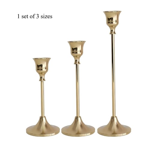 3 Stück Vintage Metall Kerzenhalter Elegant Tischdeko für Hochzeit Zuhause - Bild 26 von 29