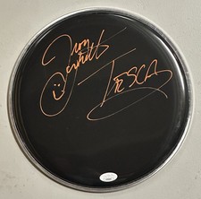 Troy Luccketta Original Drummer Of Tesla Signed Drumhead w/ Inscription JSA COA