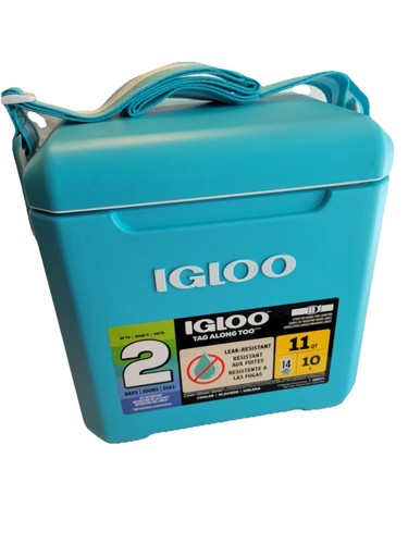 Igloo Tag Along Too 11 Qt Cooler Turchese Resistente alle Perdite Hard Cooler 2 Giorni Ghiaccio - Foto 6 di 8