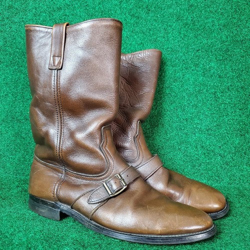 Men's VTG  60s 70s  Leather Brown Buckle Boots Size 10D 1960s Texas