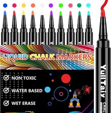 10 Liquid Chalk Markers Pens Erasable Glass Window Whiteboard Menu 1Mm Fine Tip