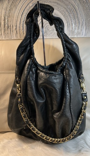 BE & D Bag COSETTE Retails$1035.Black Shoulder Chain Ruffle Strap! Soft! - Picture 1 of 20
