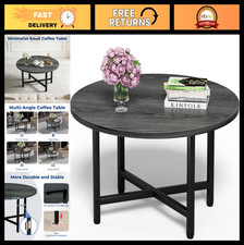 23.6  Round Coffee Table - Small Circle Table with Metal Frame for Living Room 