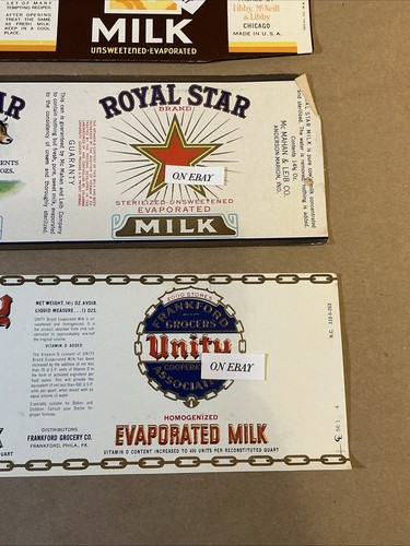 Group Of 4 Pre-1950s Evaporated Milk Labels Frankford Grocery Co. PA INV-AQ1147 - Picture 6 of 24