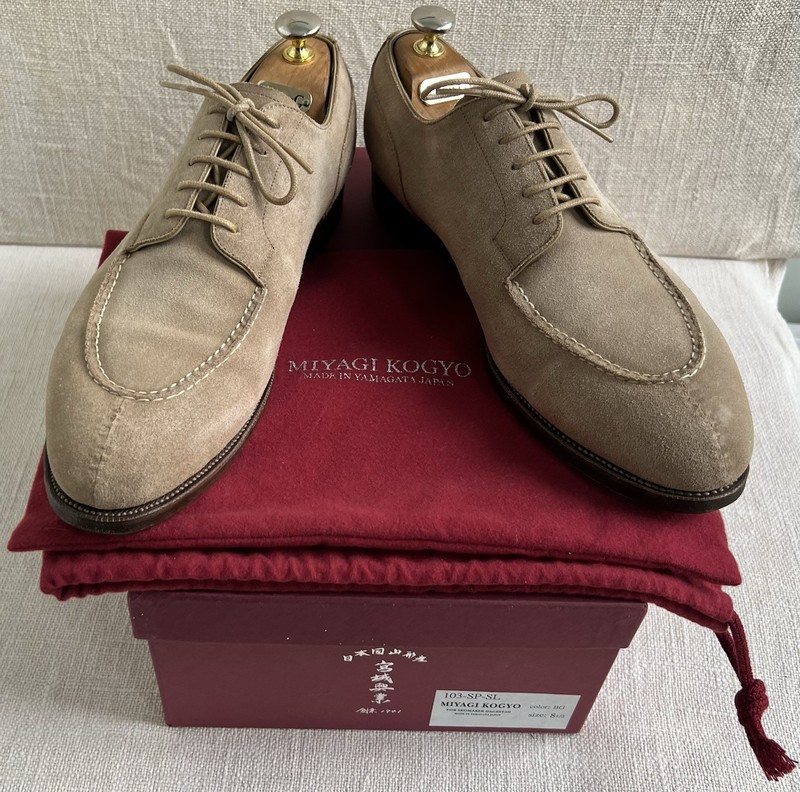 Miyagi Kogyo 103 Skinstitch Derby Milkshake Suede UK 8.5 US 9.5 ($670)