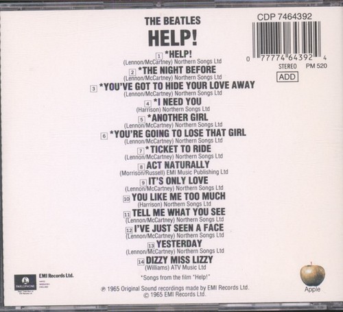 Beatles Help! CD Europe Apple CD. Issue without trademark note on right hand - Picture 2 of 3
